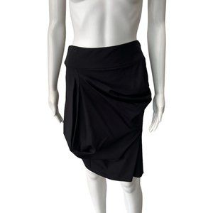 Mieko Mintz Black Asymmetrical Drape Skirt Size 1 Straight Pencil